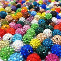 10mm lubang lurus berlian imitasi lembut tanah liat berlian bola tanah liat bulat manik-manik