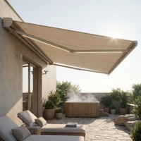Auvent rétractable de luxe sur mesure OEM avec télécommande, cadre en aluminium pour villa, jardin, usage extérieur