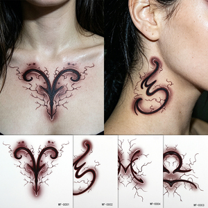 Tatouage temporaire imperméable à effet estompé, 12 symboles du zodiaque, autocollant de tatouage pour une esthétique Y2K - Product Image 2