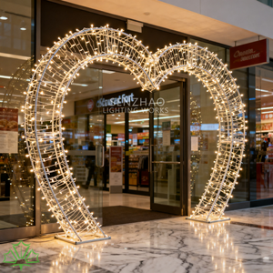 SENZHAO 3D LED Heart Arch <b>Light</b> Metal Frame Walkway Motif <b>Light</b> for Wedding Street Garden Decor - Product Image 3