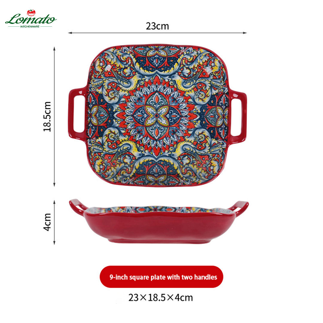 9-inch double-handle square plate