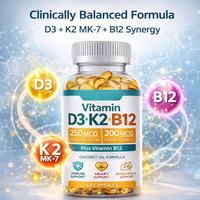Capsules de Vitamine D3 K2 MK7 B12 - Complément Alimentaire pour le Soutien Immunitaire, Osseux et Cardiaque, Formule Haute Puissance, OEM ODM Marque Privée, Non Destiné aux Nouveau-nés