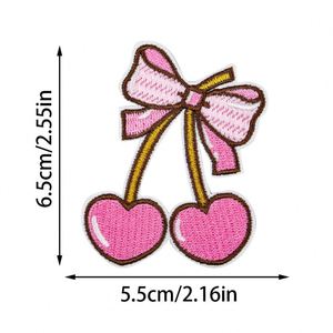 Nouvelle broderie thermocollante mignonne en forme de cerise, fraise et nœud pour décoration et cadeau - Product Image 6