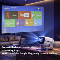 Mini projecteur intelligent, résolution native 720P, décodage 4K, connexion WiFi BT sans fil, applications mainstream préinstallées pour la maison et le camping