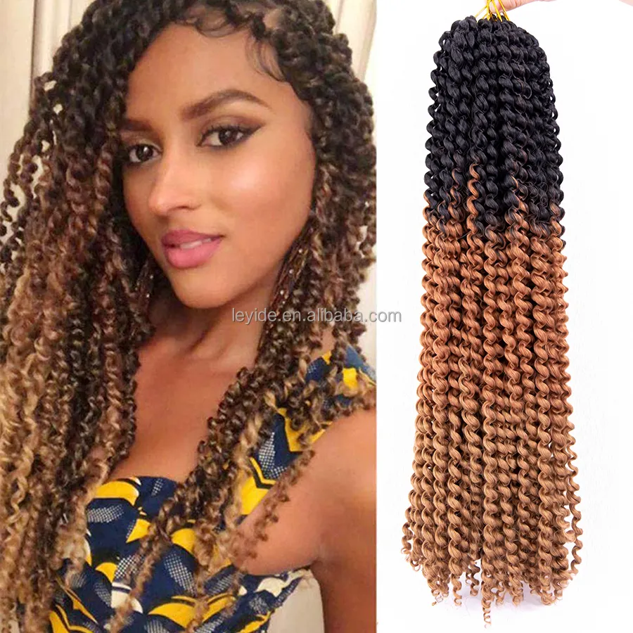 Alileader-tresses synthétiques ondulées ombrées 22 pouces, extensions capillaires de couleur, Crochet de Passion Afro, pour femmes