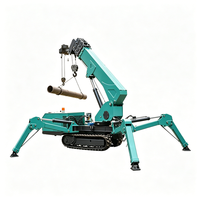 Grue araignée 5 tonnes pour travaux en hauteur sur verre, avec stabilisateurs extensibles et microcontrôle pour l'installation de vitrages