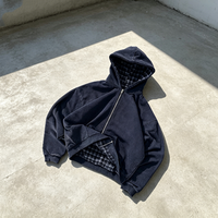 Sweat-shirt réversible personnalisé pour homme, à double fermeture éclair, en molleton bouclette à carreaux, imprimé flanelle, coupe épaules tombantes