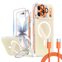 4 in 1 Combo Gradient Magnetic Protective Case HD Screen Film Integral Lens Cover Type C Cable Kit untuk iPhone 18 Pro Max
