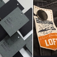 De superficie brillante en relieve el logotipo de la marca etiquetas colgantes de papel de botón de repuesto bolsas sobres para vestidos