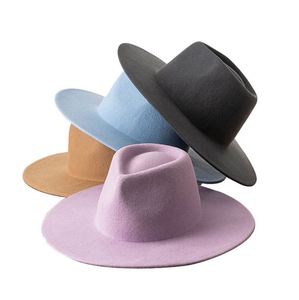 หมวกคาวบอย Fedora ผ้าขนสัตว์ออสเตรเลีย9.5ซม. ปีกกว้าง100% ฤดูหนาว - Product Image 1