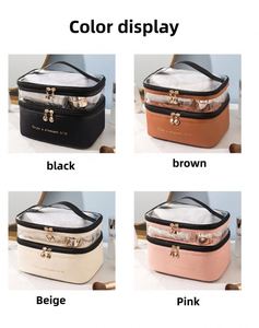 Large Capacity Double Layer PVC PU Zipper <b>Makeup</b> <b>Bag</b> Multifunction <b>Transparent</b> Toiletry Cosmetic Storage <b>Bag</b> - Product Image 5