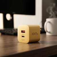 Chargeur rapide 40W PD 4.0 à double port USB-A et Type-C, adaptateur mural avec sortie 5V/3A et triple protection pour les voyages
