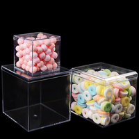 Boîtes d'affichage de cube carré PS en plastique Offre Spéciale boîte-cadeau conteneurs de cube avec couvercle conteneur de stockage de bonbons