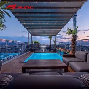 SUNC 3x3 Pergola noire et blanche gazébo moderne, Pergola d'extérieur avec toit rétractable, Pergola en aluminium, <span class=keywords><strong>ombre</strong></span> non revêtue - Product Image 1