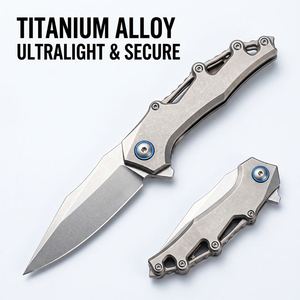 Coltello EDC Personalizzato <span class=keywords><strong>in</strong></span> Titanio VG10 TC4, Coltello Tascabile Tattico Ultraleggero Scheletrato per Sopravvivenza e Campeggio - Product Image 1