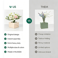 Boîte de transport pliable personnalisée en carton ondulé pour fleurs, support de vase floral, boîte pour bouquet frais, pot de plante, emballage pour fleuriste