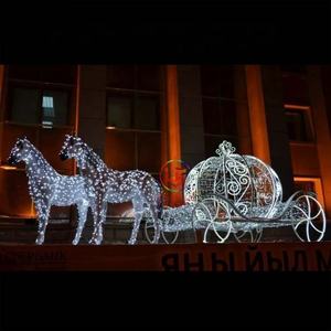 Escultura LED 3D de Acrílico para Iluminación Exterior Personalizada, Carruaje de Caballos con Diseño de Cenicienta a Tamaño Real para Bodas - Product Image 3