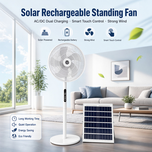 Large 16-Inch Solar Rechargeable <b>Fan</b> Long Lasting Strong Airflow Desktop <b>Standing</b> Dual-Use Easy Operate for Household - Product Image 6