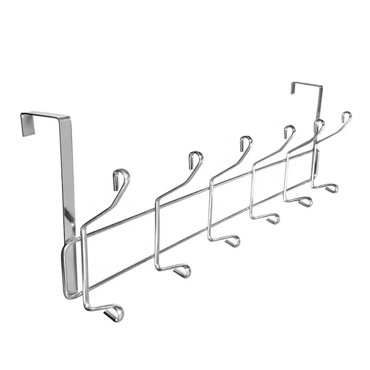 Chrome Plated Double metal over the door hanging hooks Organizer Rack coat hat door hanger hook For Clothes Towel