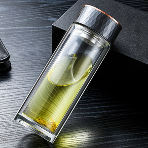 Double Walled Glass Tea Cup With Infuser Portable Transparent For Office And Car Use - Product Image 2