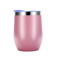 Tasse à bière isolée à double paroi en forme d'oeuf colorée personnalisée verres en acier inoxydable gobelet à vin 12oz