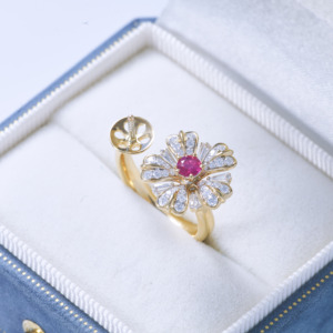 Bán Buôn 18K Vàng Vàng Ngọc Trai Vòng Bán Gắn Với Tự Nhiên Kim Cương Và <span class=keywords><strong>Ruby</strong></span> Chất Lượng Cao Đồ Trang Sức Mỹ Cho Phụ Nữ - Product Image 2