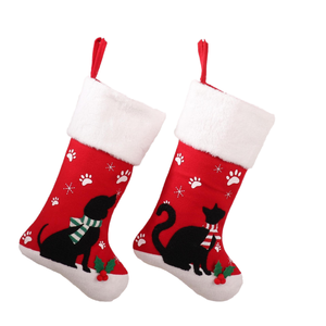 Chaussettes de Noël festives, décorations pour chiots et chatons, pendentifs pour arbre et cheminée, sacs à bonbons, sacs cadeaux pour décorations de fête - Product Image 4