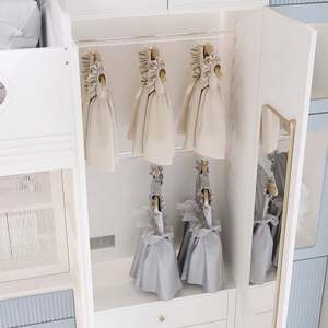 Lovely Kids Bedroom Furniture <b>Set</b> Bear Decor Ship-Shaped Bunk Bed Integrated Study Desk Spacious <b>Wardrobe</b> for Fun Comfortable - Product Image 3