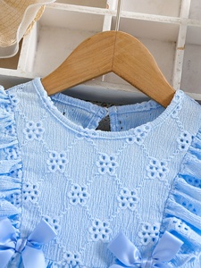 Vestito Lungo Blu per Bambina Stile Coreano, <span class=keywords><strong>Dolce</strong></span> e alla Moda, con Fiocco e Maniche a Sbuffo, Ideale per Feste di Compleanno - Product Image 3