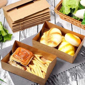 Hộp Đựng Thức Ăn Bằng Giấy Kraft Giấy Bìa 4 Góc Khay Đựng Thức Ăn Phim Đêm Khay Đựng Đồ Ăn Nhẹ Dùng Một Lần Có Thể Gập Lại Màu Nâu - Product Image 6