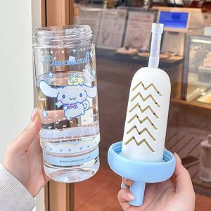 Botella de agua de plástico Kuromi Pochacco con pajita de 500 ml, taza de dibujos animados para niños, para uso escolar. - Product Image 2