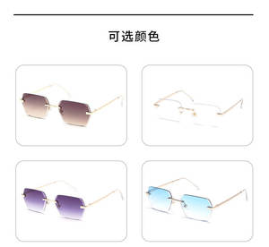 FW 21582ビンテージメンズメタルリムレスサングラスカスタムロゴブランドデザイナーファッションサングラス - Product Image 3