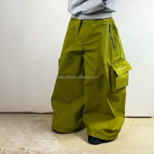 Pantalon de survêtement en nylon à jambes larges et surdimensionné pour homme, design coupe-vent et imperméable personnalisé, pantalon de sport léger, pantalon cargo en nylon - Product Image 2