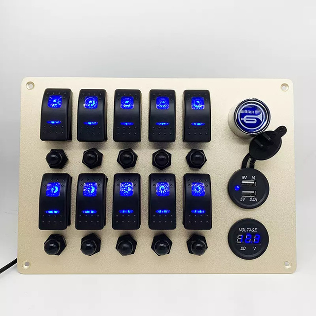 Wintai-Tech Automotive Switch With Horn 10 Way Rocker Switch Automotive 12V 24V Automotive Switch Panel
