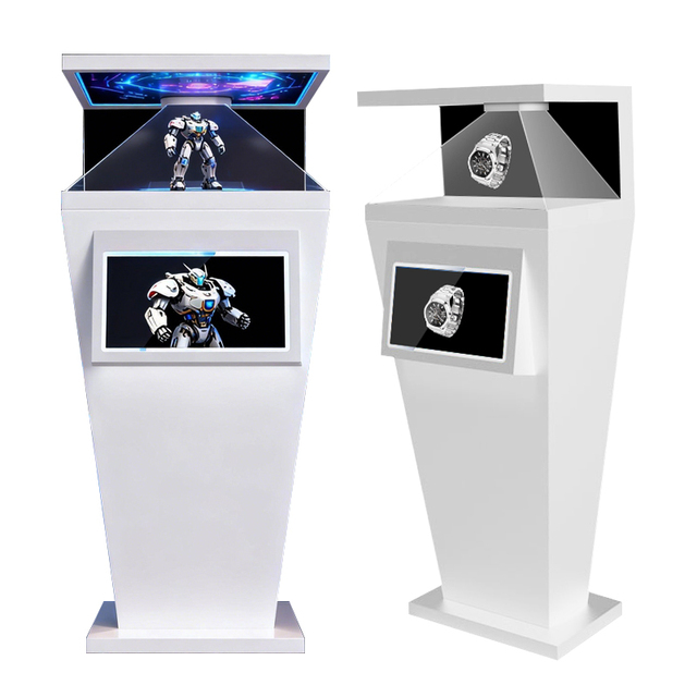 270 Degree Interactive 3d Display Pyramid Shape 3 Sided Hologram Showcase Transparent Lcd Cabinet Indoor Event Oem for Business