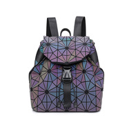 Nueva Mochila de Color Deslumbrante para Mujer, Mochila Geométrica con Diamantes, Mochila de Moda para Estudiantes, Color Mágico que Brilla en la Oscuridad, Cambia de Color