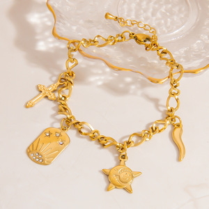 Pulsera de Acero de Titanio Estilo Europeo y Americano con Colgante de Estrella de Mar, Color Oro 18K, Serie Océano, Joyería Resort - Product Image 4