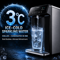 Distributeur d'eau gazeuse intelligent électrique avec fonctions eau chaude, eau froide et glace, chauffage et refroidissement instantanés, purificateur RO, en acier inoxydable, pour usage domestique