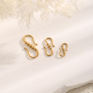 S Hook Clasp Connector | 18K PVD Gold Plated Stainless Steel <b>Beaded</b> S Clasp for DIY <b>Bracelet</b> Necklace Jewelry <b>Making</b> - Product Image 2