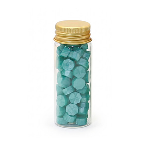 Pastilles de cire à cacheter haute esthétique, octogonales, nacrées, dorées, avec couvercle en aluminium, en flacon en verre, aux couleurs riches et vibrantes - Product Image 4
