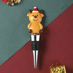 Resin Christmas Reindeer Wine <b>Stopper</b> Doll Glossy Finish Indoor Use <b>Bottle</b> <b>Stopper</b> - Product Image 2