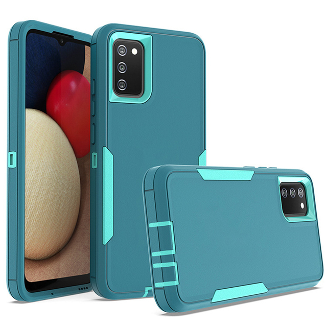 Splicing the case Button Hybrid TPU PC Double Protective Shell Shockproof Phone Case for Samsung Galaxy A02S