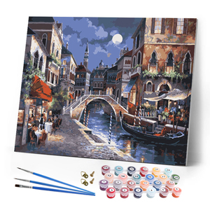 Kit Pittura a Numeri con Paesaggio del Canale di <span class=keywords><strong>Venezia</strong></span>, Stampe su Tela, Set di Pennelli Acrilici, Kit Fai-da-Te per Decorazione Murale - Product Image 1