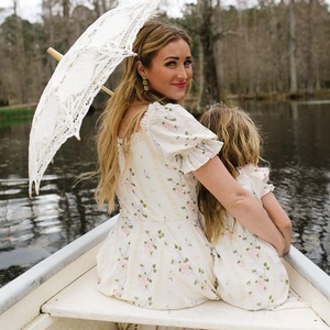 Estate manica a sbuffo increspatura fiore mamma e io abiti abiti abbinati alla famiglia mamma e io abiti coordinati - Product Image 3