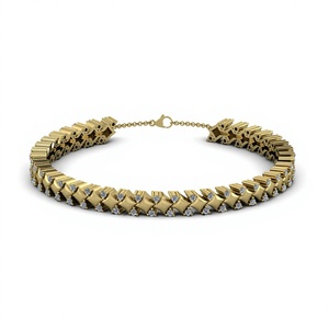 Pulsera de Tenis con Dijes para Mujer, Plata de Ley 925 de la Mejor Calidad, Chapada en Oro de 18K, Cadena de Eslabones Cuadrados, Regalo para Fiesta - Product Image 1
