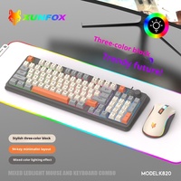 Clavier de jeu filaire XUNFOX K82, rétroéclairage tricolore, sensation mécanique, étanche, accessoire d'ordinateur de bureau, transfrontalier