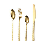 Ensemble de couverts 4 pièces en acier inoxydable 430 pour restaurant, hôtel, mariage, couverts en or
