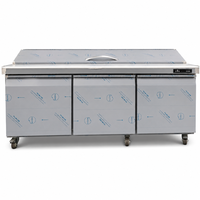 Refrigerador comercial de mostrador para ensaladas, de acero inoxidable, con puerta doble y cúpula de vidrio; armario refrigerad