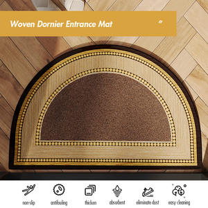 Paillasson semi-circulaire minimaliste en fibre de polyester, tapis d'entrée intérieur à motif géométrique, haute qualité - Product Image 5