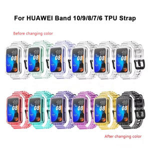 Forwelleny Sunlight Change Couleur Clear TUP <span class=keywords><strong>Band</strong></span> + Coque pour <span class=keywords><strong>Huawei</strong></span> <span class=keywords><strong>Band</strong></span> 10/9/8/7/<span class=keywords><strong>6</strong></span> Galaxy Fit 3 Strap - Product Image 2
